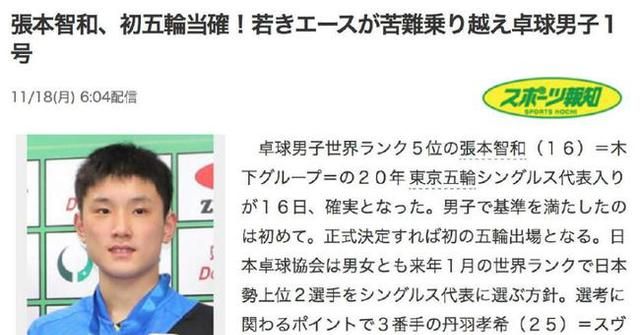 日媒披露张本智和对奥运会的设想，称男单决赛将在他与樊振东之间进行，对此你怎么看图2